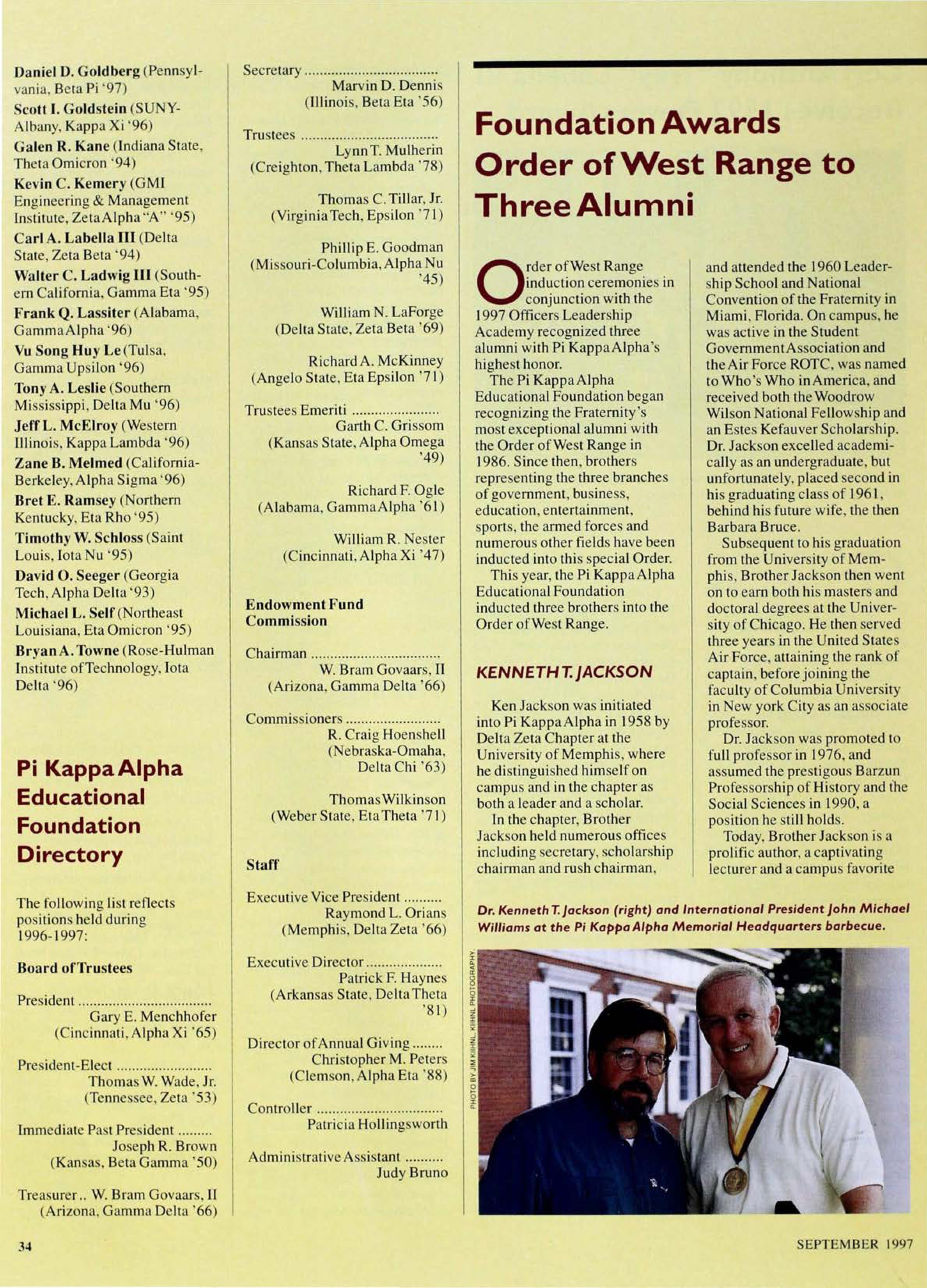 Foundation Awards Order of West Range to Three Alumni